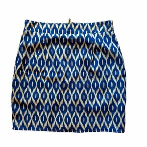 Annabella Blue & Cream Ikat Pencil Skirt (Size S)